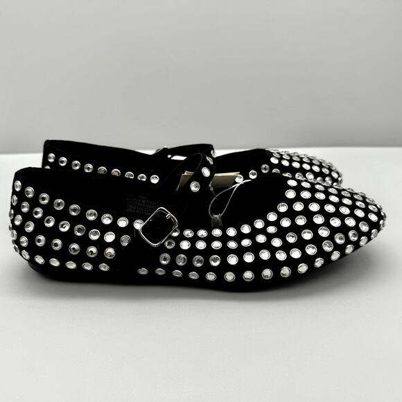 A New Day Flats Womens 8.5 Black Issa Rhinestone Mary Jane Ballet Trendy Cute - Picture 6 of 8